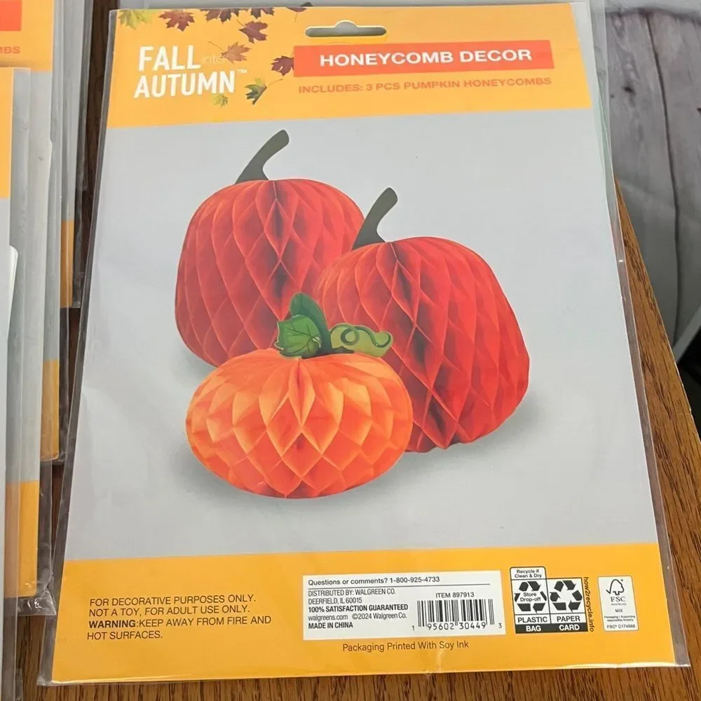 Thanksgiving party decor - honeycomb 5 turkeys & 4 pumpkins Packages New